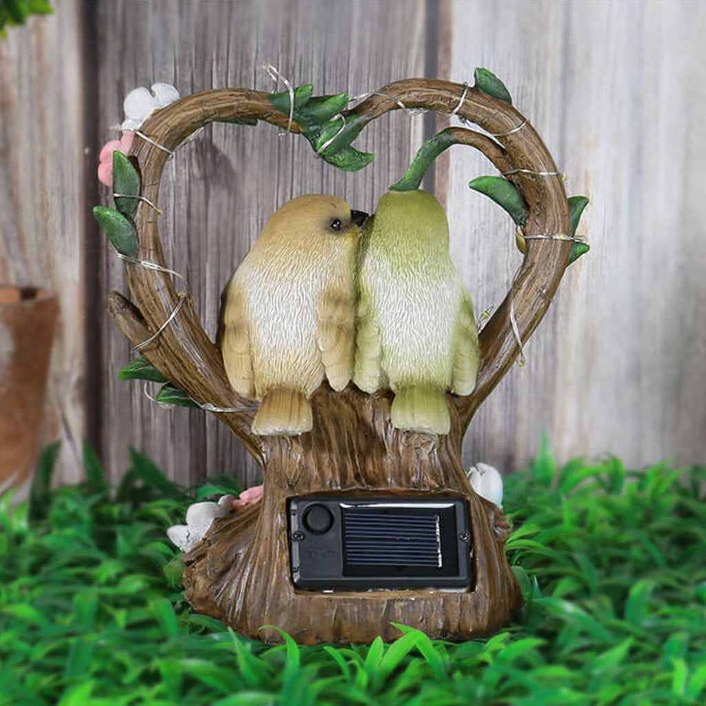 Creative Garden Solar Night Light Heart-shaped Resin Bird Outdoor LED Ornament Light Lumendat