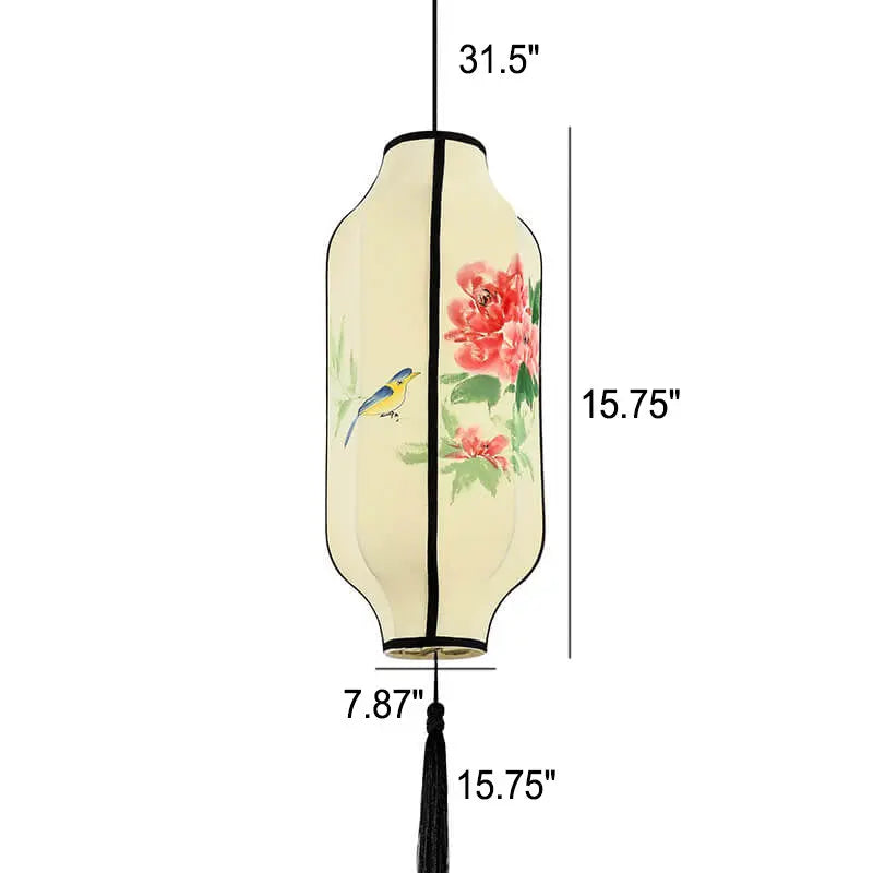 Oriental Antique Handmade Oval Lantern Fabric 1-light Pendant Light Lumendat