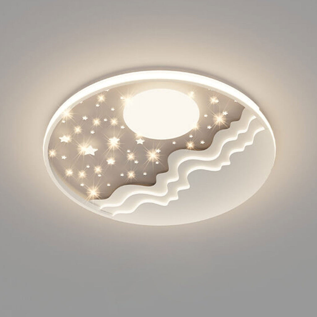 Nordic Creative Star Moon Round Aluminum LED Flush Mount Ceiling Light BulbSquare
