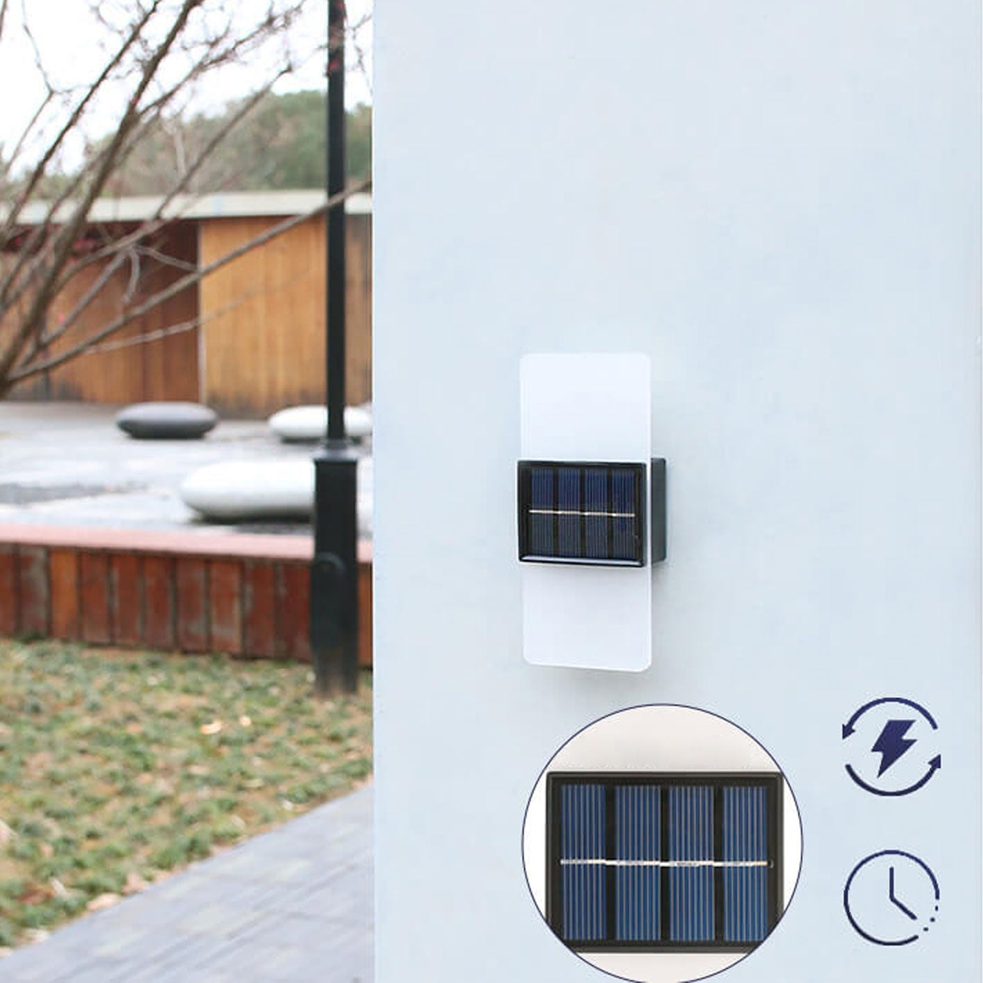 Courtyard Waterproof Acrylic LED Solar Wall Sconce Lamp Outdoor Light Lumendat