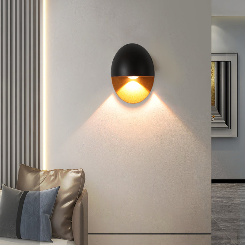 Modern Minimalist Oval Shape Aluminum Outdoor Waterproof LED Wall Sconce Lamp for Outdoor Patio Lumendat