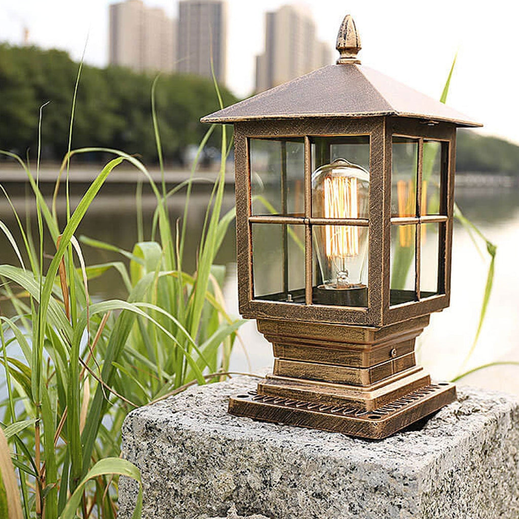 European Outdoor Column Lantern Waterproof Rustproof 1-Light Patio Light Lumendat
