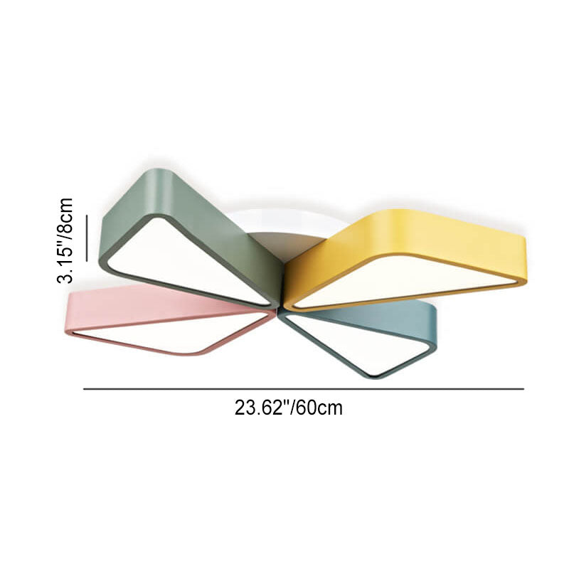 Lumendat Modern Childlike Triangular Windmill Iron Acrylic Eye Protection Flush Mount Ceiling Light Lumendat