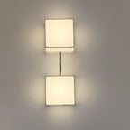 Traditional Japanese Square Fabric Shade LED Wall Sconce Lamp For Living Room