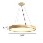 Japanese Simple Log Round Flat LED Pendant Light