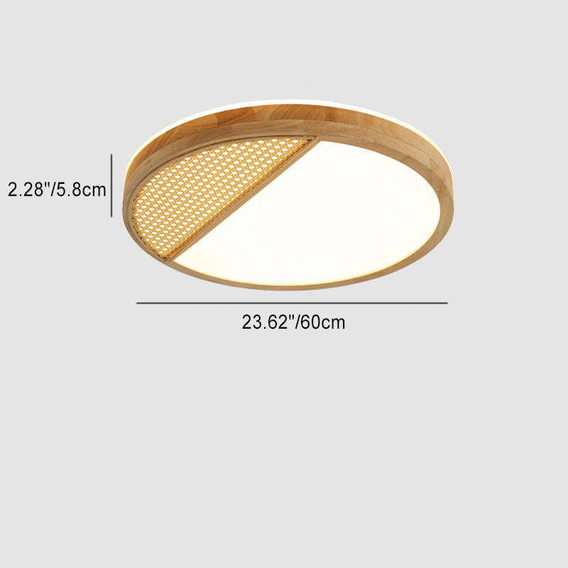 Modern Minimalist Square Solid Wood Acrylic LED Flush Mount Ceiling Light for Living Room