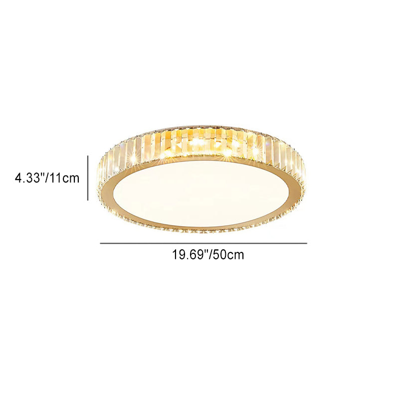 Modern Minimalist Round Stainless Steel Crystal LED Flush Mount Ceiling for Living Room