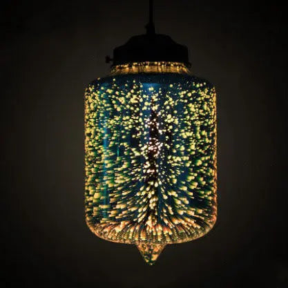 Modern Creative 3d Stained Fireworks Glass Jar 1-light Pendant Light Lumendat