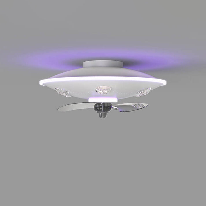 Lumendat Modern Creative Cartoon UFO flying Saucer Round Iron Acrylic LED Kids Flush Mount Ceiling Fan Light Lumendat