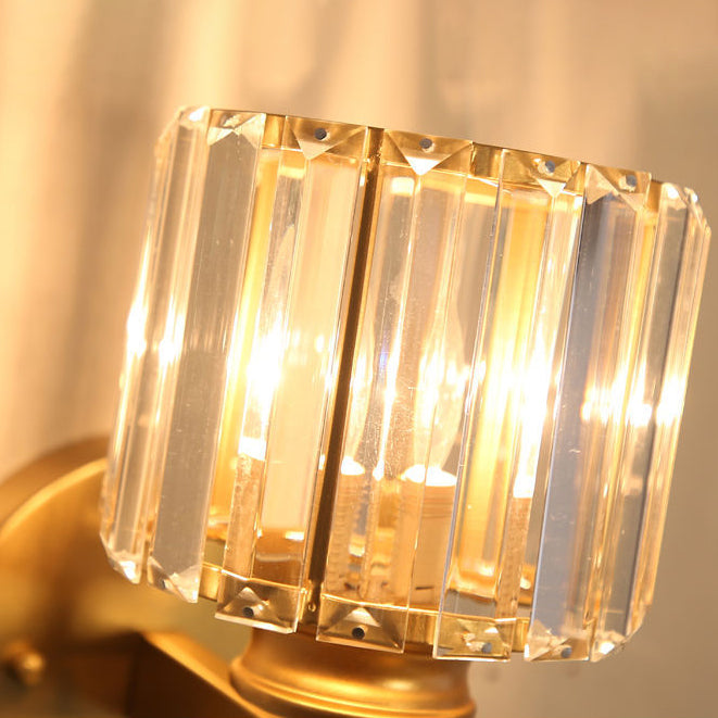 Modern Minimalist Oval Cylinder Hardware Crystal 1-Light Wall Sconce Lamp For Bedroom Lumendat