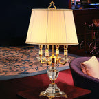 European Luxury Fabric Candle Holder with Crystal Base 4-Light Table Lamp Lumendat