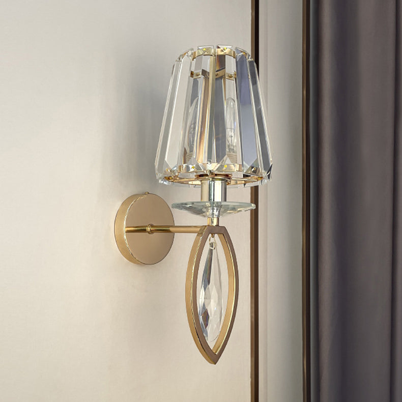 Modern Luxury Metal Iron Stainless Steel Crystal Ball Cylinder 1-Light Wall Sconce Lamp For Bedside Lumendat