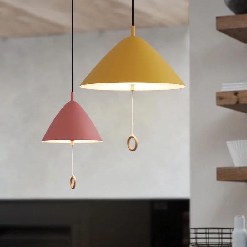 Modern Macarons Tapered Metal 1-light Pendant Lighting with Pull Ring