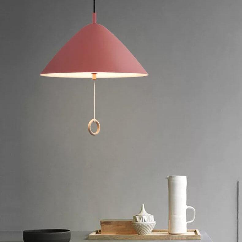 Modern Macarons Tapered Metal 1-light Pendant Lighting with Pull Ring