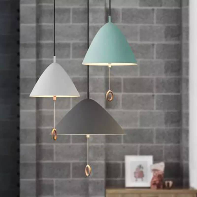 Modern Macarons Tapered Metal 1-light Pendant Lighting with Pull Ring