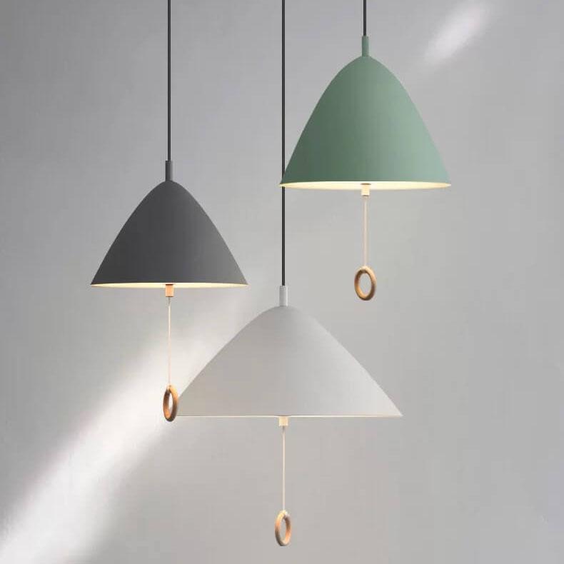 Modern Macarons Tapered Metal 1-light Pendant Lighting with Pull Ring