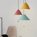 Modern Macarons Tapered Metal 1-light Pendant Lighting with Pull Ring