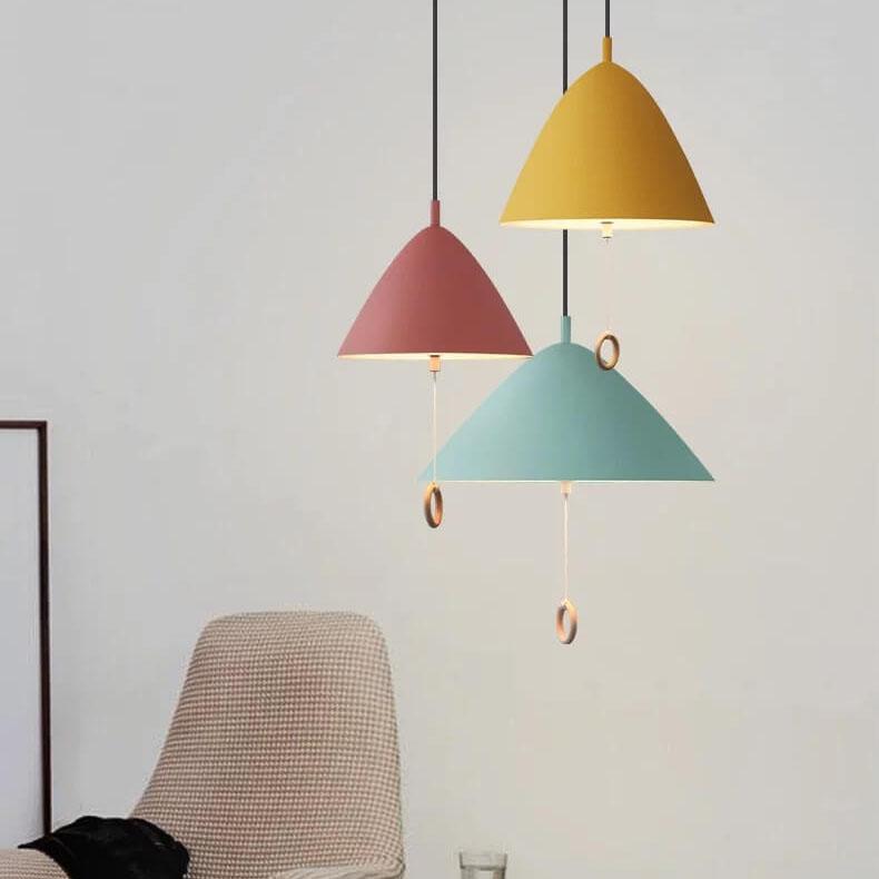 Modern Macarons Tapered Metal 1-light Pendant Lighting with Pull Ring