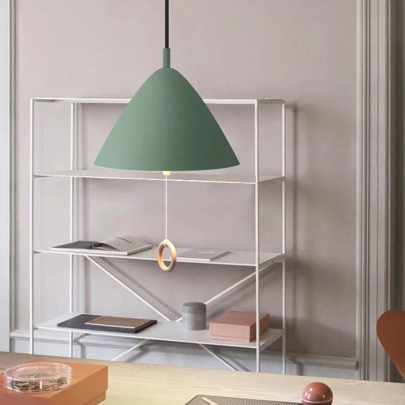 Modern Macarons Tapered Metal 1-light Pendant Lighting with Pull Ring