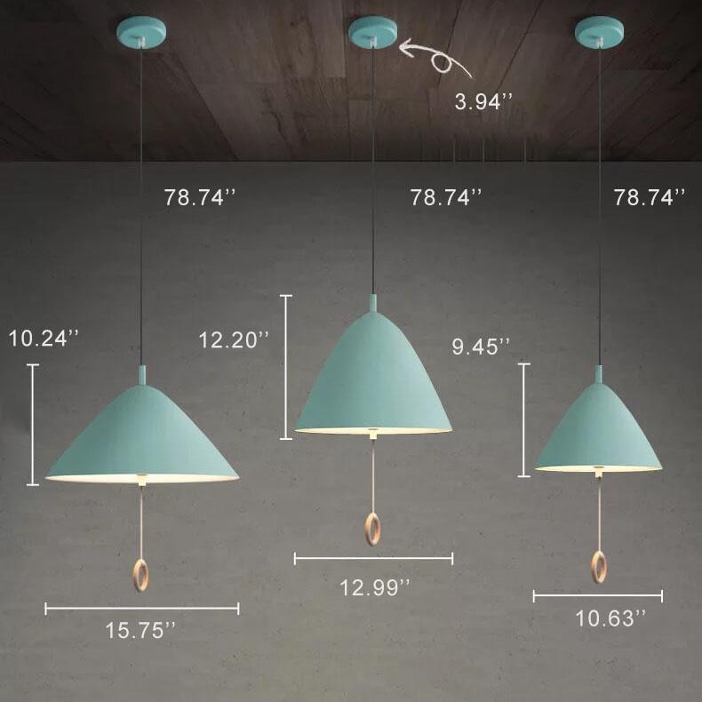Modern Macarons Tapered Metal 1-light Pendant Lighting with Pull Ring