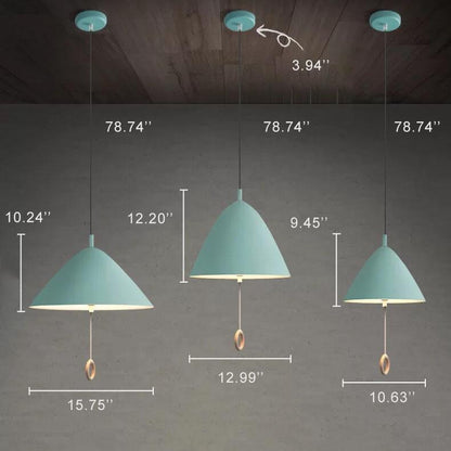 Modern Macarons Tapered Metal 1-light Pendant Lighting with Pull Ring
