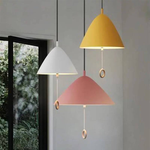 Modern Macarons Tapered Metal 1-light Pendant Lighting with Pull Ring