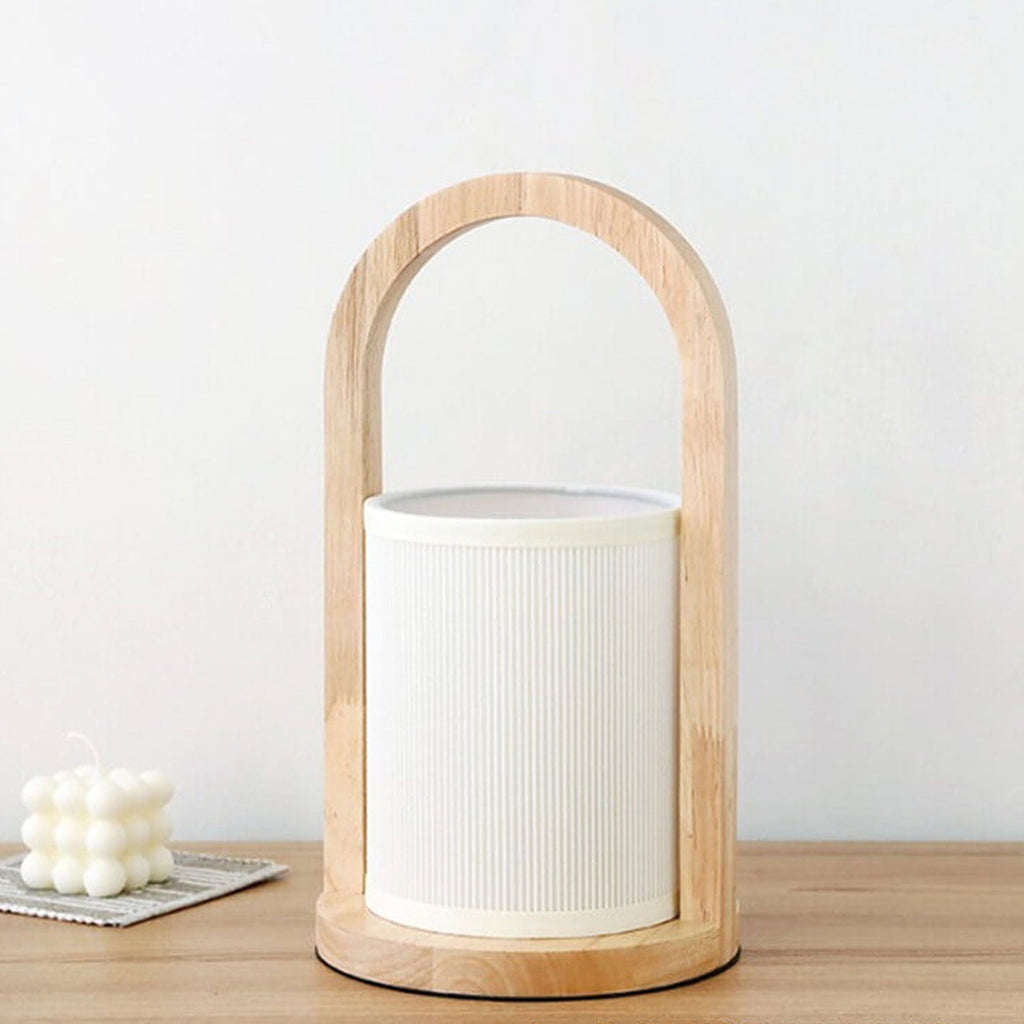 Nordic Fabric Column Solid Wood Portable Design 1-Light Table Lamp Lumendat