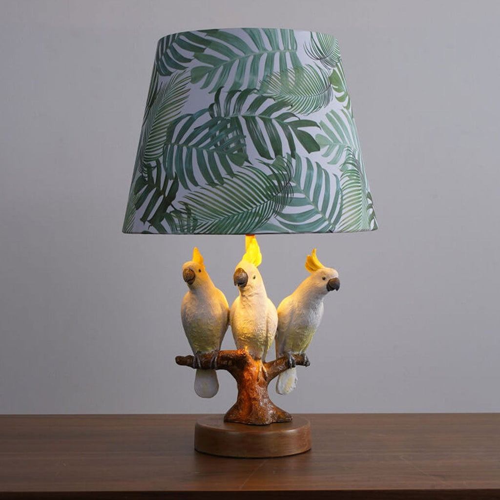 Nordic Leaf Fabric Resin Bird Design 1-Light Table Lamp Lumendat