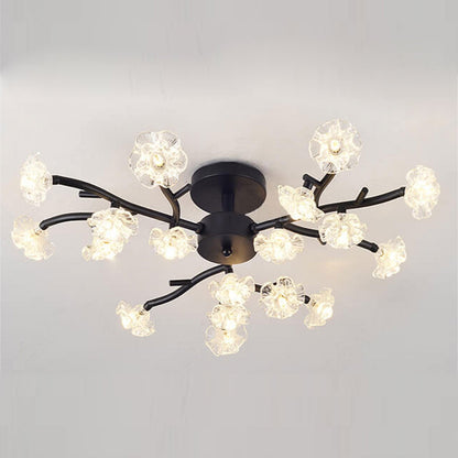 Nordic Creative Plum Blossom Tree Branch LED Semi-flush Mount Ceiling Light