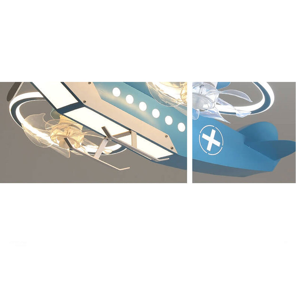 Lumendat Creative Cartoon Aircraft Kids Flush Mount Ceiling Fan Light Lumendat