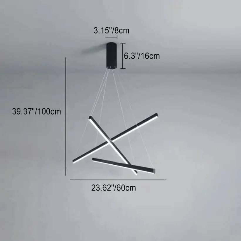 Nordic Light Luxury Iron Aluminum Geometric Line Combination LED Chandelier Lumendat