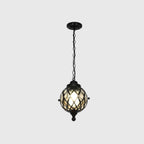 European Vintage Round Ball Die-cast Aluminum Glass Waterproof Outdoor 1-light Pendant Light BulbSquare