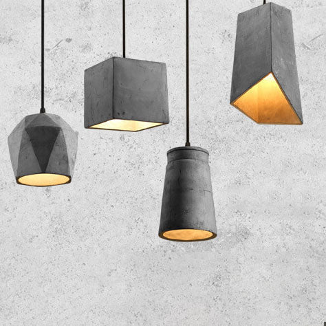 Industrial Simplicity Cement Geometric 1-light Pendant Light BulbSquare