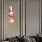 Lumendat Creative Girl Painted Resin Glass Kids 1-Light Wall Sconce Lamp Lumendat