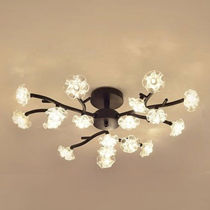 Nordic Creative Plum Blossom Tree Branch LED Semi-flush Mount Ceiling Light