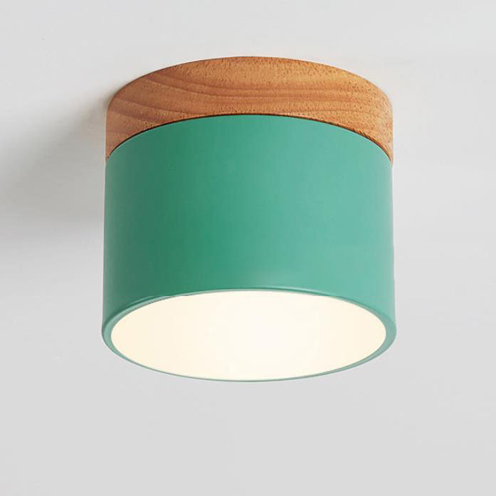 Scandinavian Macaroon Solid Color Log LED Flush Mount Ceiling Light BulbSquare