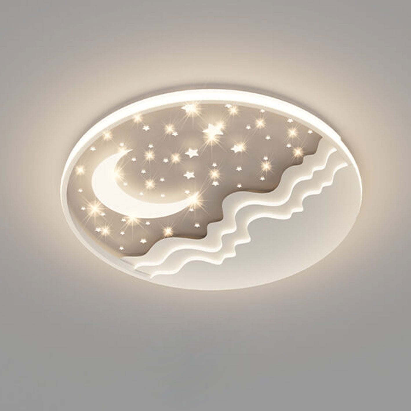 Nordic Creative Star Moon Round Aluminum LED Flush Mount Ceiling Light BulbSquare