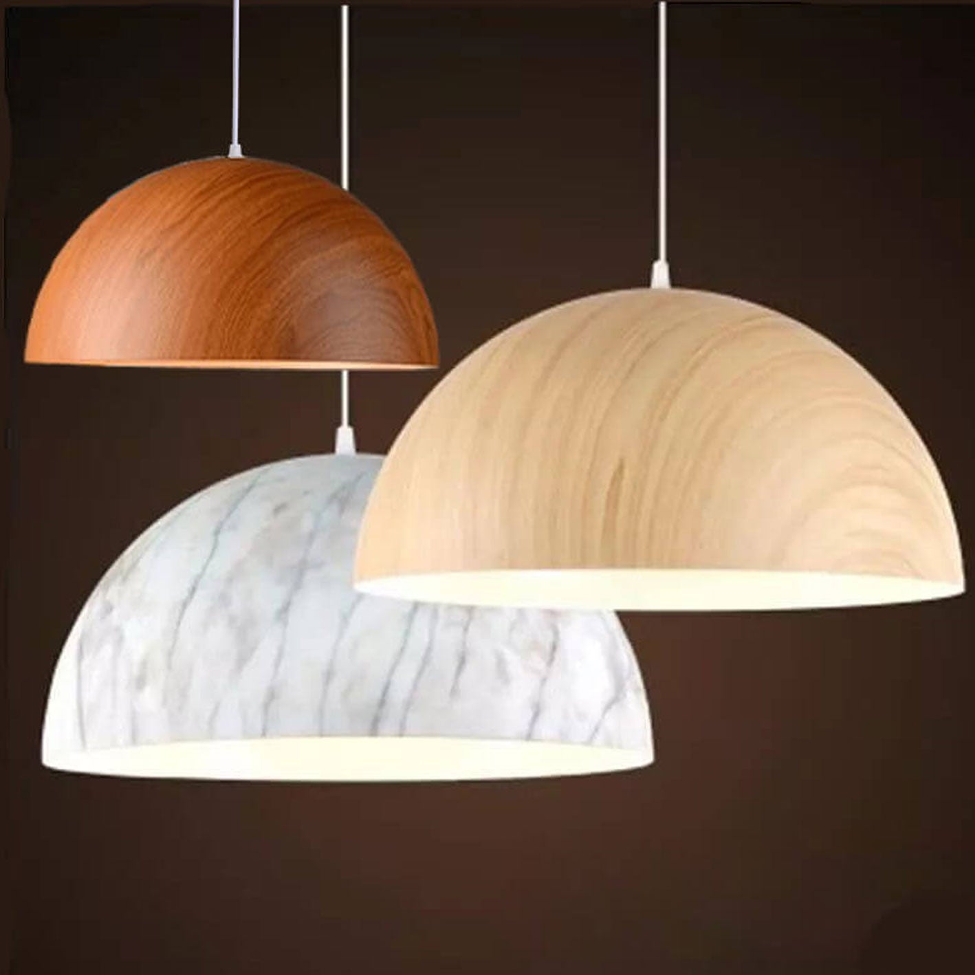Nordic Minimalist Marbled Semicircle 1-light Pendant Light BulbSquare
