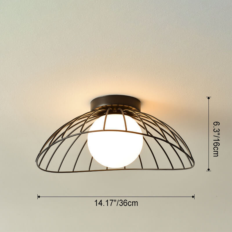 Scandinavian Modern Minimalist Iron Glass Ceramic Flower Diamond 1-Light Semi-Flush Mount Ceiling Light Lumendat