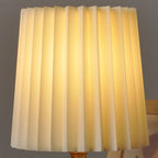 Vintage Korean Pleated Column Solid Wood Base 1-Light Table Lamp Lumendat