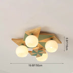 Scandinavian Modern Childlike Giraffe Diamond Pentagram Windmill Iron Wood Glass 4/5 Light Semi-Flush Mount Ceiling Light Lumendat