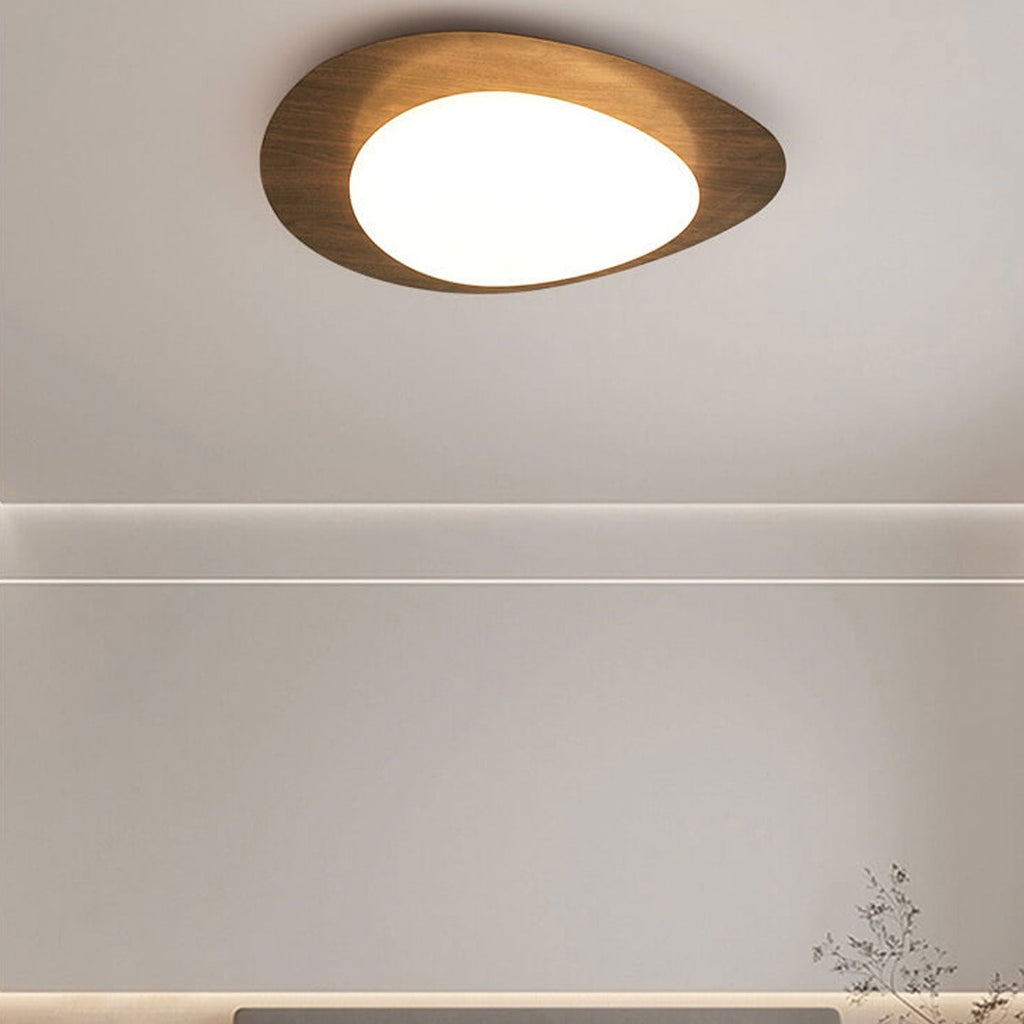 Nordic Iron Wood Grain Pebble LED Flush Mount Ceiling Light Lumendat
