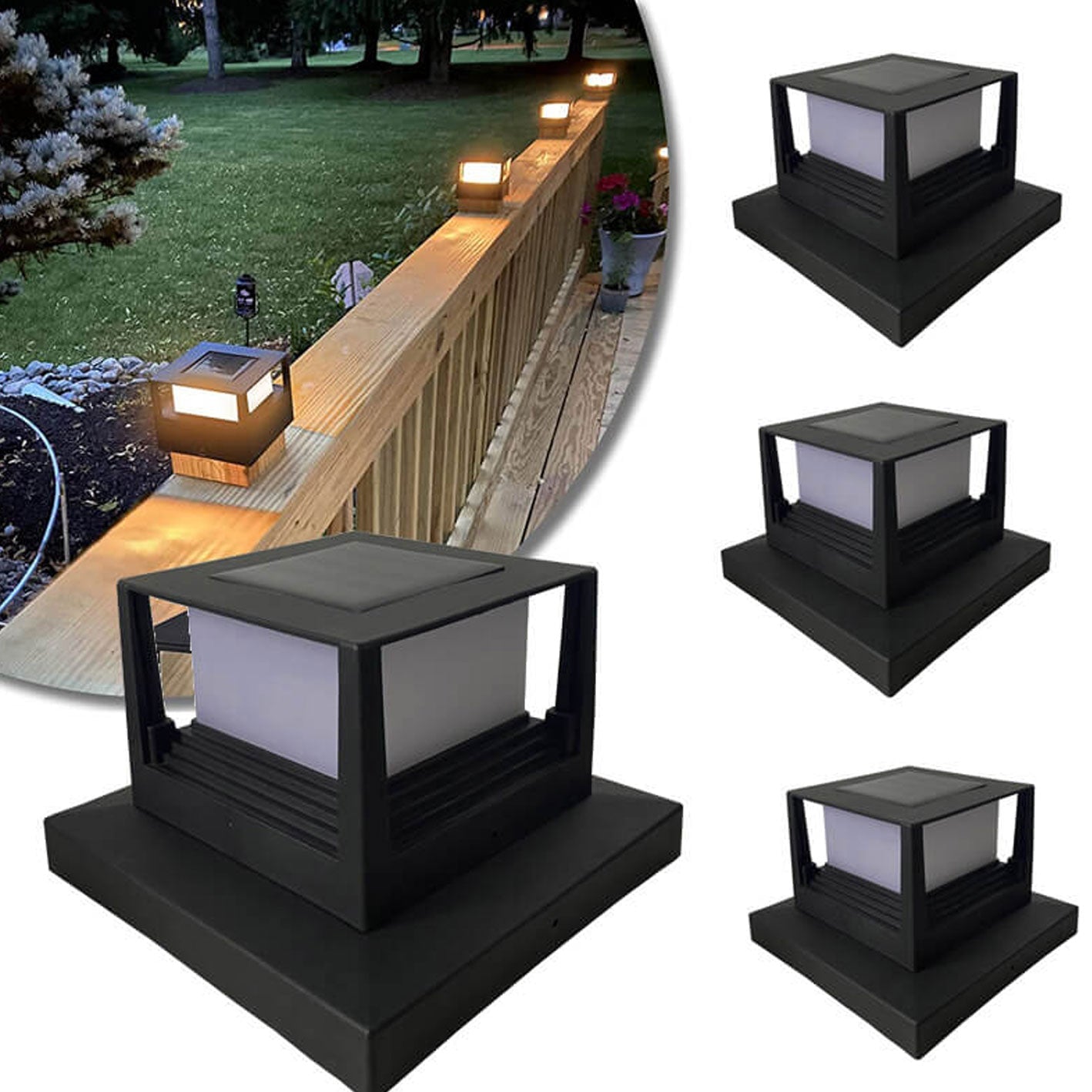 Outdoor Solar Pillar Head Light Square Pillar Head Light Garden Light Lumendat
