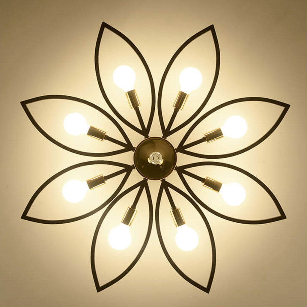 Nordic Light Luxury Wrought Iron Crystal 6/8-light Flush Mount Ceiling Light BulbSquare