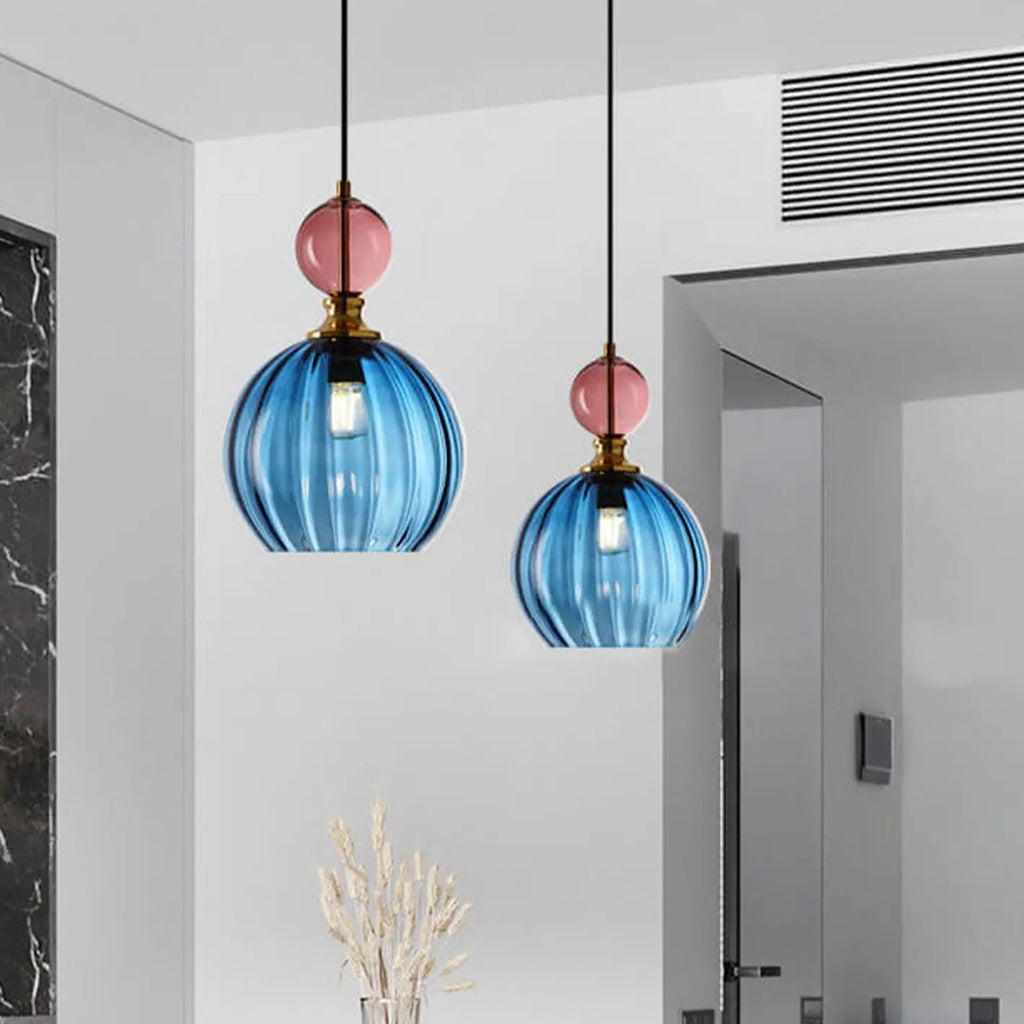 Danish Creative Stripes Glass Round 1/3 Light Chandelier Lumendat