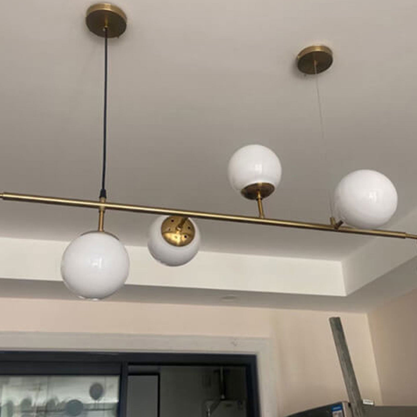 Modern Minimalist Long Glass Round Globe Island Light 6-light Chandelier
