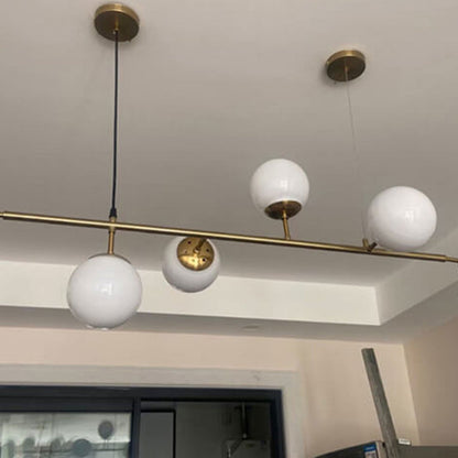 Modern Minimalist Long Glass Round Globe Island Light 6-light Chandelier