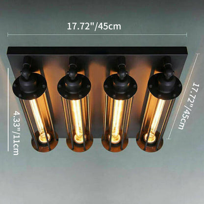 Industrial Tube 4-Light Flute Flush Mount Lighting