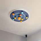 Contemporary Creative Kids Round Space Planet Iron LED Flush Mount Ceiling Light for Bedroom BulbSquare