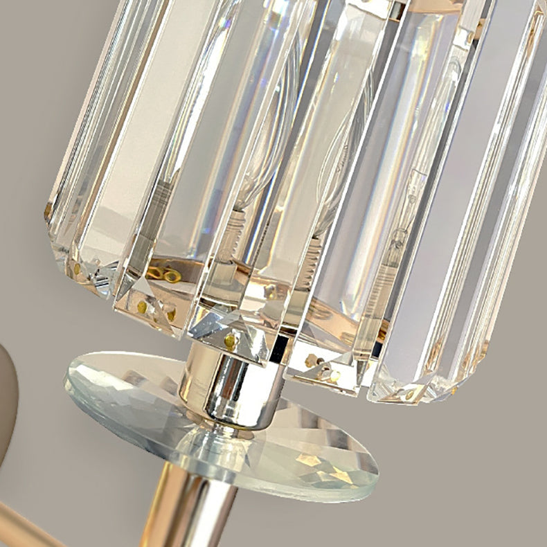 Modern Luxury Metal Iron Stainless Steel Crystal Ball Cylinder 1-Light Wall Sconce Lamp For Bedside Lumendat